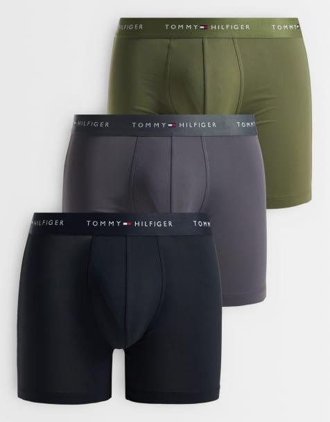 Tommy Hilfiger Signature Microfiber 3 pack boxer briefs in khaki green/gray/black - view 1