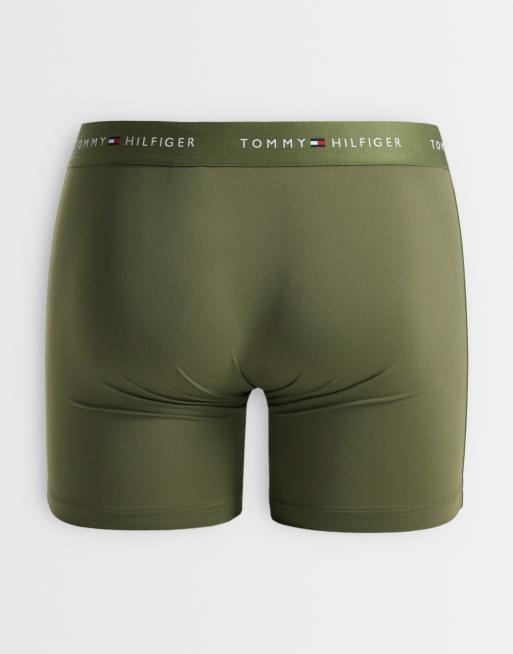 Tommy Hilfiger Signature Microfiber 3 pack boxer briefs in khaki green/gray/black, 2 of 3