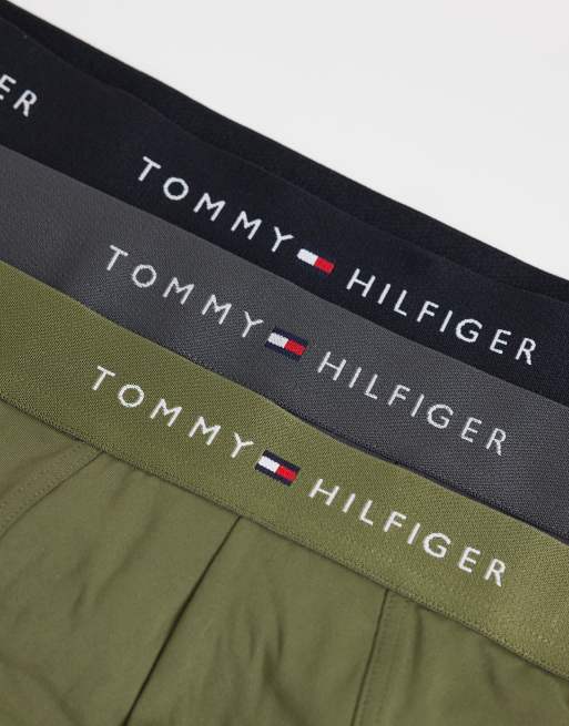 Tommy Hilfiger Signature Microfiber 3 pack boxer briefs in khaki green/gray/black, 3 of 3