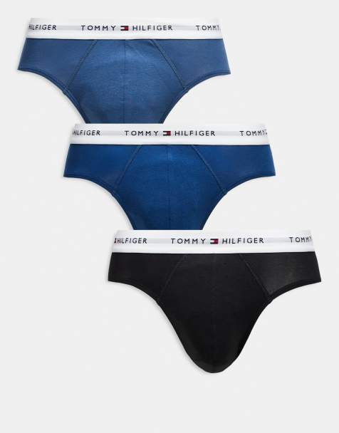Tommy Hilfiger - Signature - Set van 3 katoenmix onderbroeken in zwart en blauw - view 1