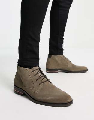 Tommy Hilfiger signature suede boots in brown