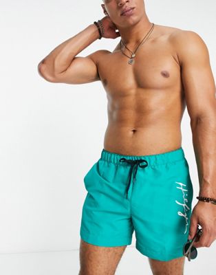 Tommy Hilfiger signature swim shorts in teal co-ord