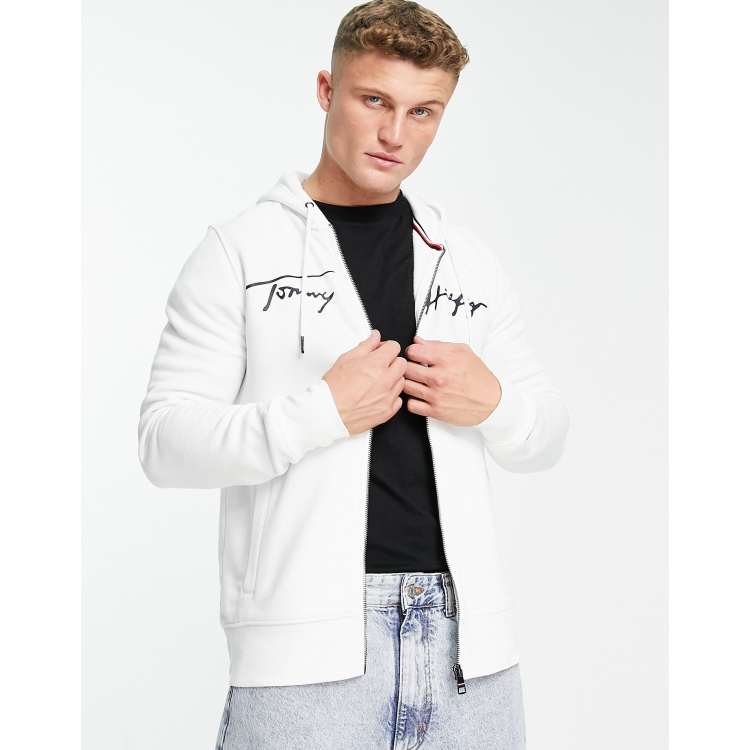 Tommy hilfiger white 2025 zip up sweater