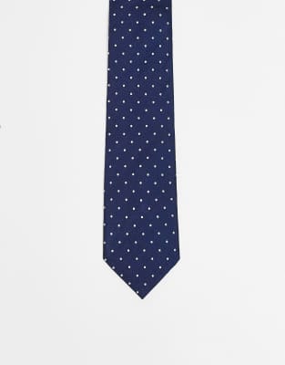 Tommy Hilfiger Tommy Hilfiger silk polka dot jacquard tie in navy