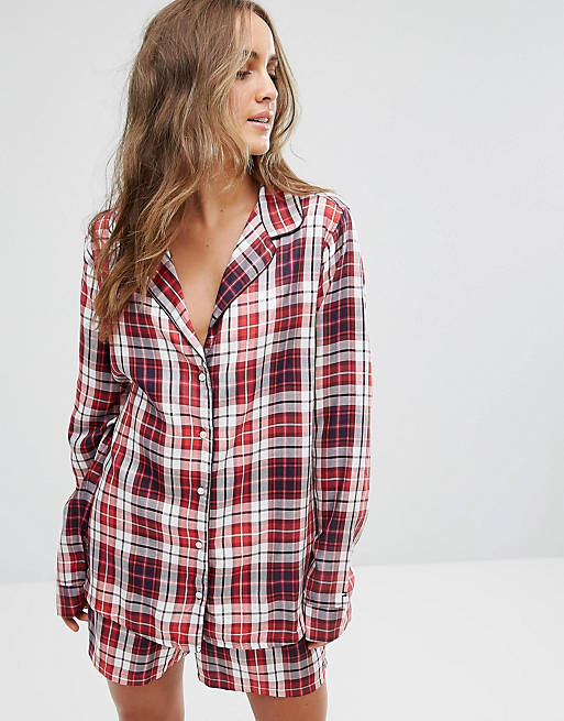Tommy Hilfiger Silky Woven Checked Varsity Long Sleeve Shirt