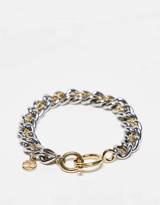 Tommy Hilfiger – Silver- och guldfärgat armband med dubbla länkar