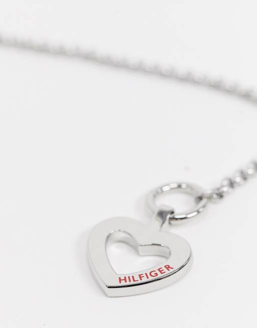 Tommy Hilfiger - Silverfärgat halsband med T-stång och hjärta, 2 av 4