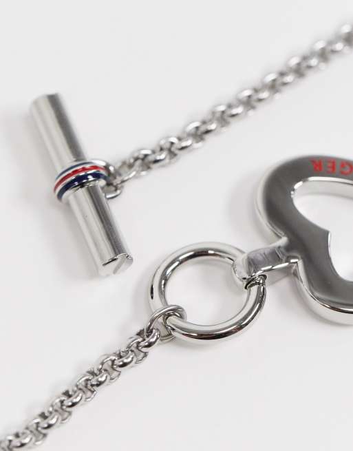 Tommy Hilfiger - Silverfärgat halsband med T-stång och hjärta, 4 av 4
