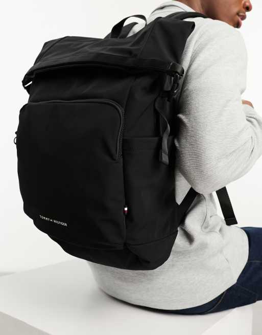 Tommy Hilfiger - Skyline - Sac à dos avec partie supérieure roulée - Noir