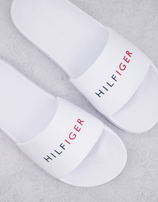 White tommy hilfiger sliders sale