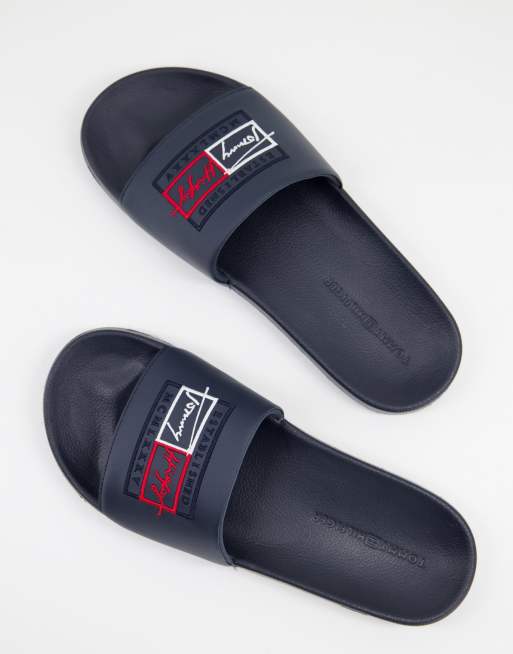 Tommy hilfiger outlet navy sliders