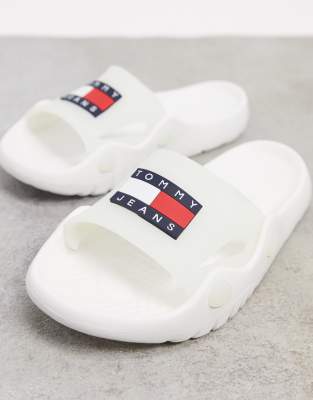 white tommy hilfiger slides