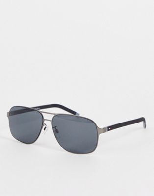 Tommy Hilfiger slim aviator sunglasses in black