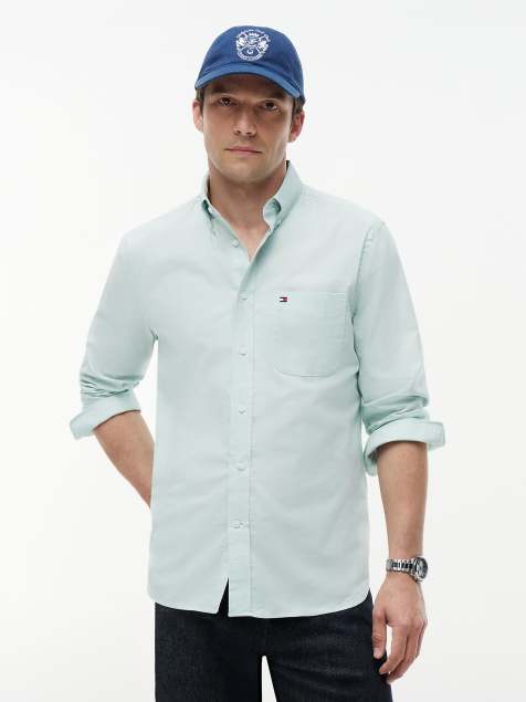 Tommy Hilfiger Slim fit button-down lightweight oxford shirt in light green - view 1