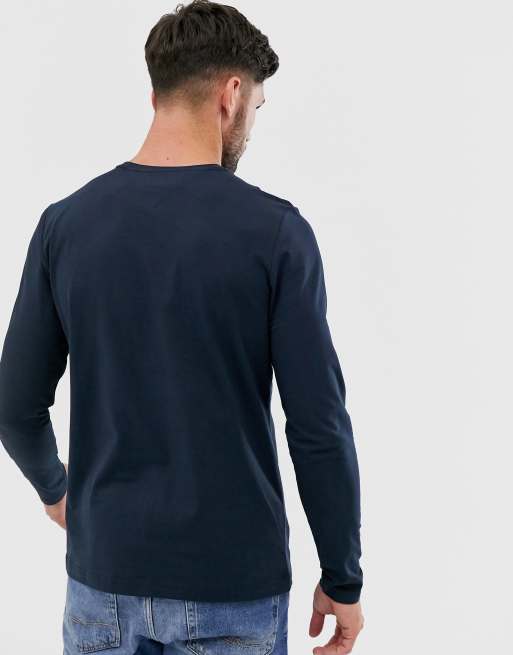 Tommy Hilfiger slim fit classic logo long sleeve t-shirt in navy, 2 of 4
