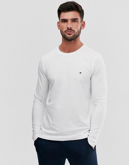 Tommy Hilfiger slim fit classic logo long sleeve t-shirt in white