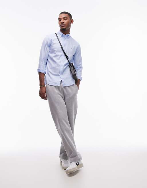 Tommy Hilfiger - Slim-fit overhemden van flexibele dobbystof in blauw, 2 van 4