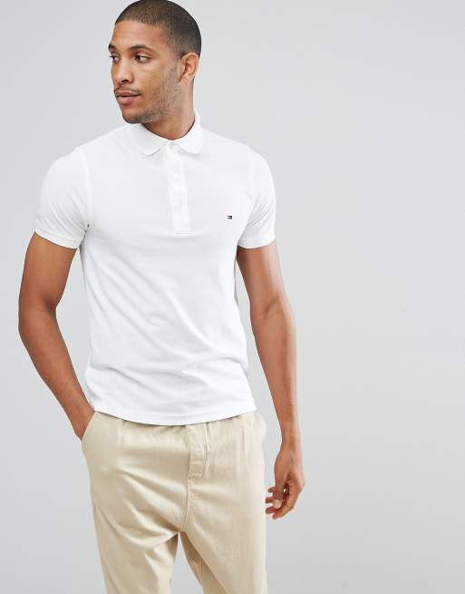 Tommy Hilfiger Tipped Organic Cotton Slim Fit Polo Shirt, White at John  Lewis & Partners