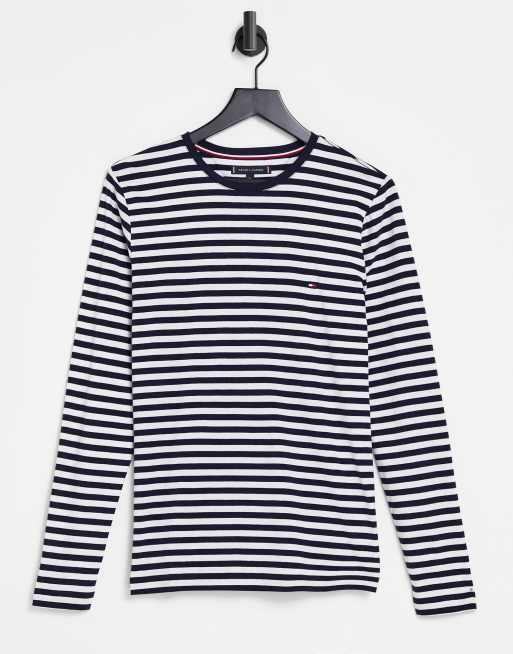 Tommy hilfiger black and shop white striped shirt