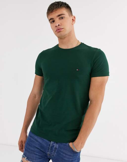 Tommy Hilfiger - Slim-fit T-shirt met stretch in groen