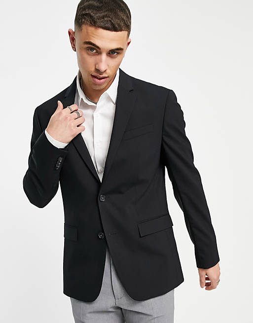 Calvin Klein slim fit wool blend suit jacket in black