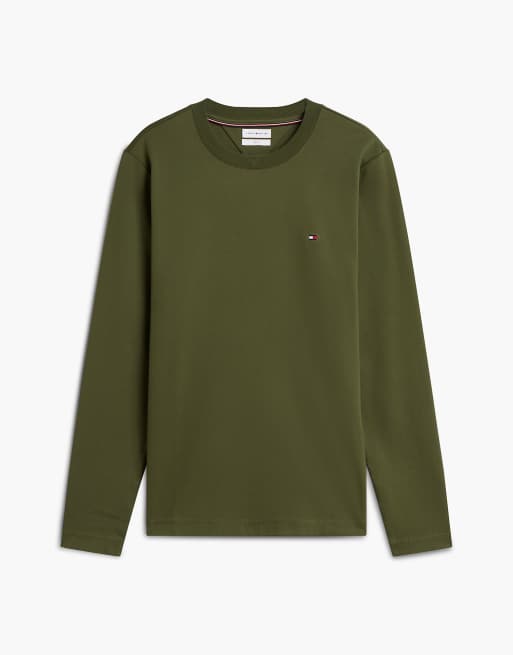 Tommy Hilfiger Slim interlock knit long sleeve t-shirt in huntsman green, 5 of 6