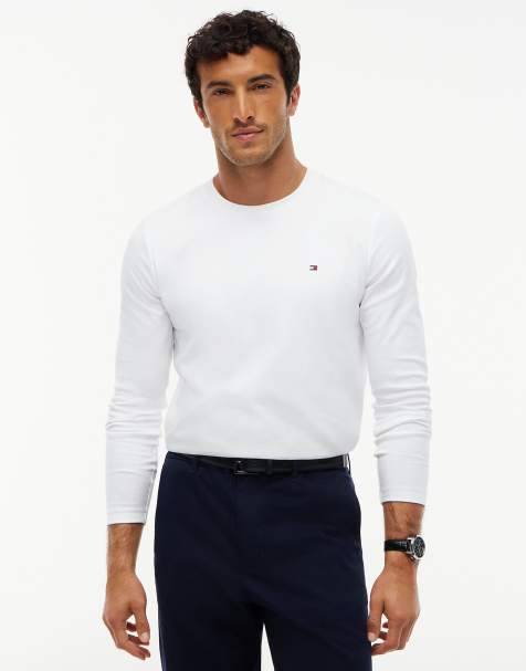 Tommy Hilfiger Slim interlock knit long sleeve t-shirt in white - view 1