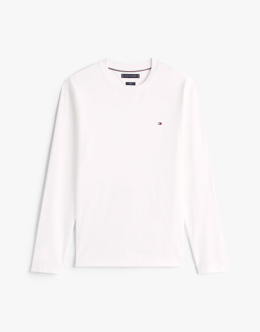Tommy Hilfiger Slim interlock knit long sleeve t-shirt in white, 5 of 6