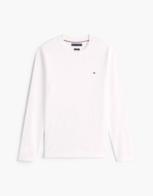 Tommy Hilfiger Slim interlock knit long sleeve t-shirt in white, 6 of 6