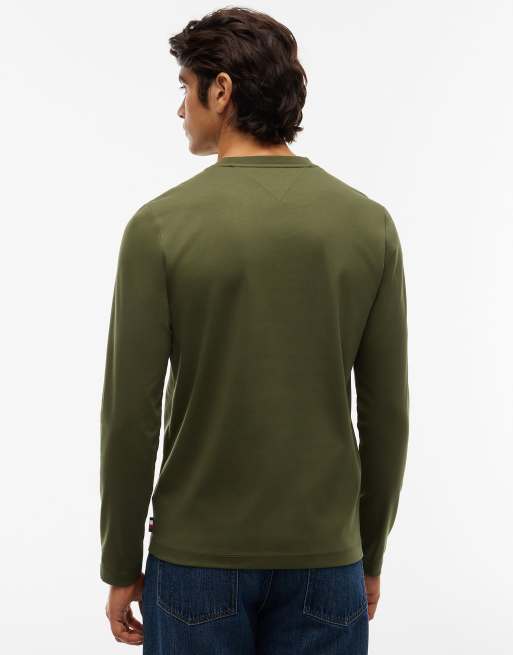Tommy Hilfiger Slim Interlock-Strick Langarm-T-Shirt in Huntsman Green, 4 von 6
