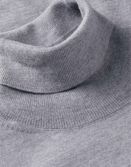 Tommy Hilfiger Slim-Pullover mit Rollkragen aus reiner Wolle in meliertem Mittelgrau, 6 von 6