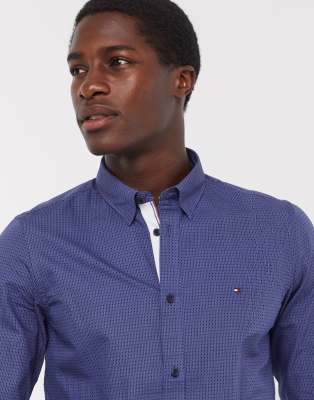 tommy hilfiger blue long sleeve shirt