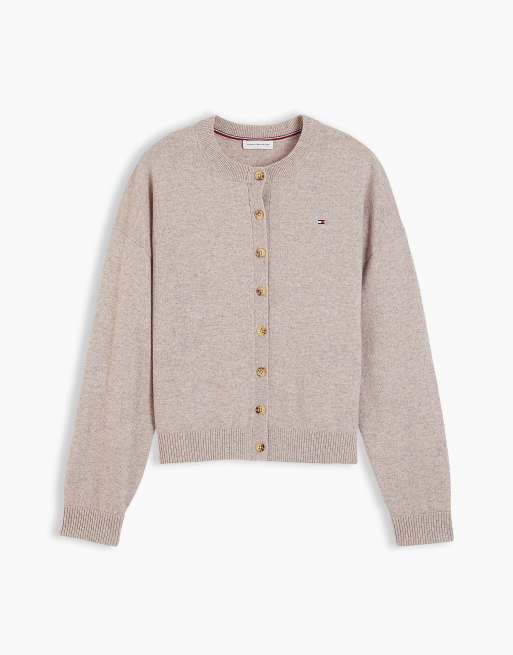 Tommy Hilfiger Slim wool blend cardigan in light camel heather, 5 of 6