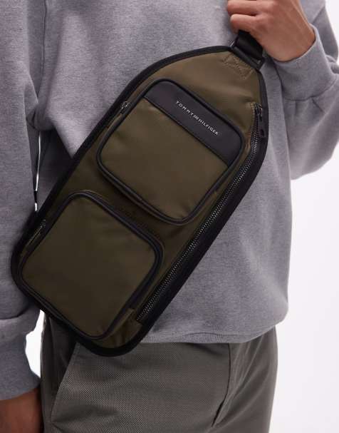 Tommy Hilfiger sling backpack in khaki green - view 1