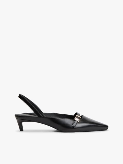 Tommy Hilfiger Slingback mit Kitten-Heel aus Premium-Leder in Schwarz - view 1