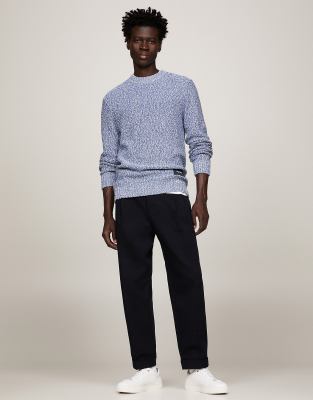 Tommy Hilfiger Slub Crew Neck Jumper in Blue Grey