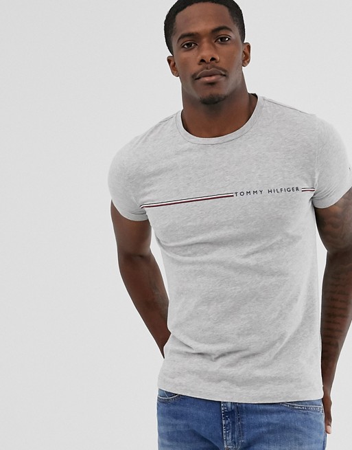 Tommy Hilfiger small chest stripe logo t-shirt in grey
