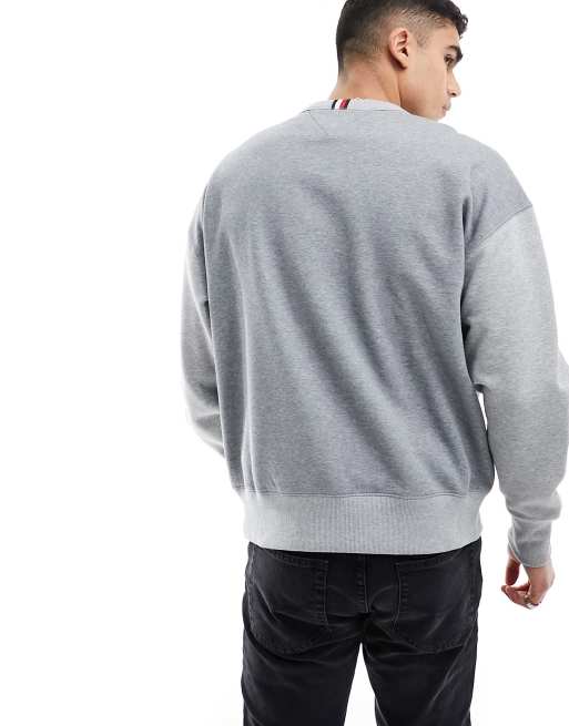 Tommy Hilfiger small crest crew neck sweat in grey | ASOS