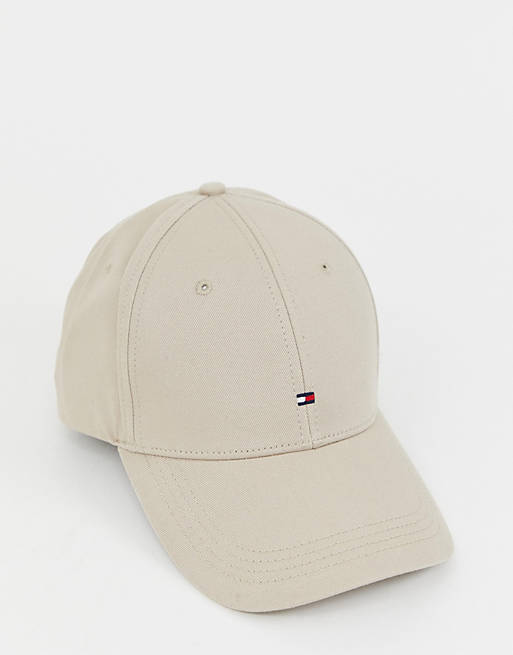 Tommy Hilfiger small icon flag logo baseball cap in light beige | ASOS