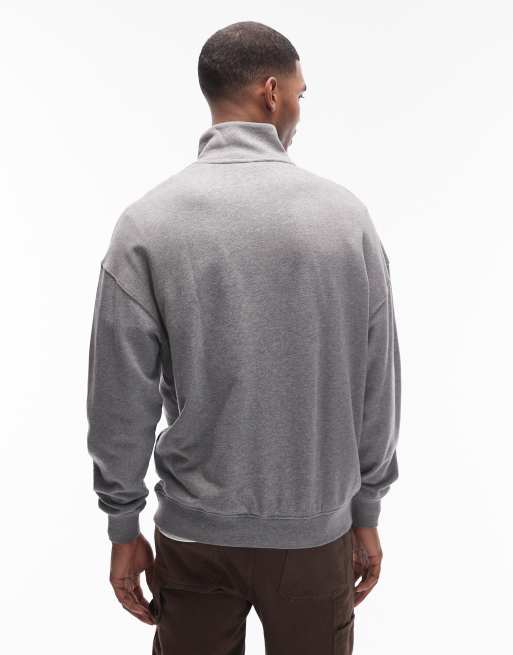 Tommy Hilfiger small logo half zip sweatshirt in gray, 3 of 5