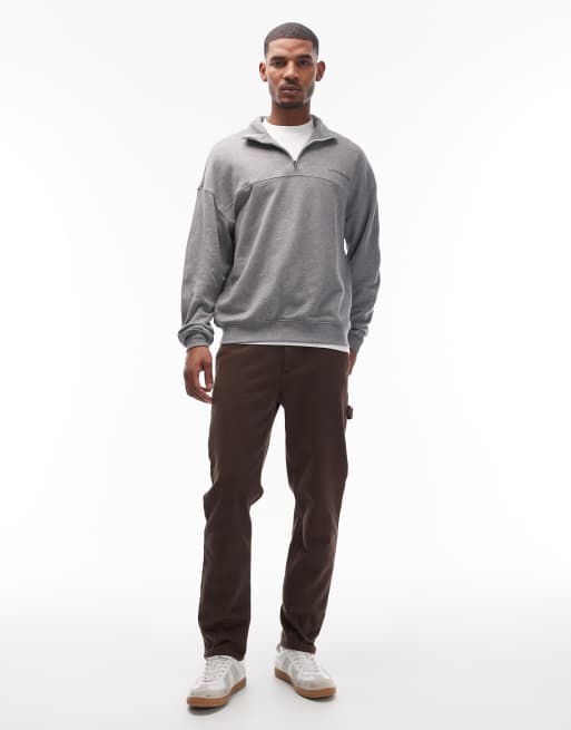 Tommy Hilfiger small logo half zip sweatshirt in grey, 2 of 5
