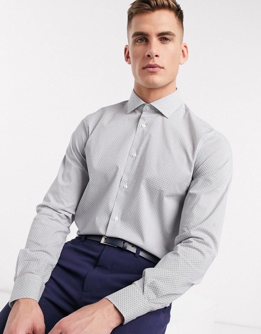 Tommy Hilfiger - Småmönstrad skjorta med klassisk passform och stretch-Svart