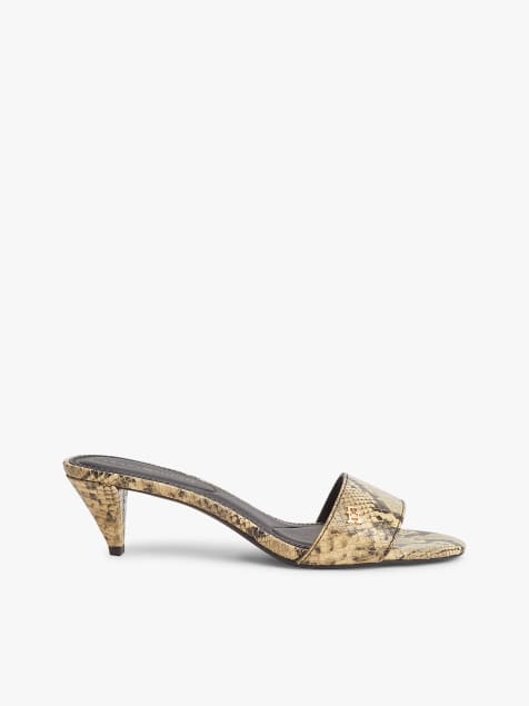 Tommy Hilfiger Snake print leather heeled mules in light brown - view 1