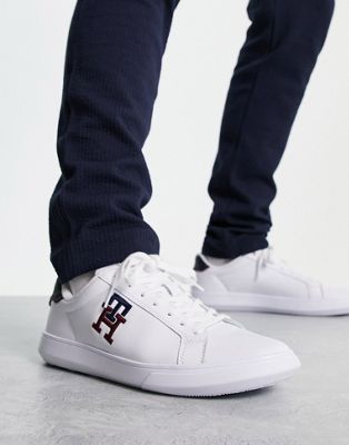 Tommy Hilfiger cupsole leather monogram trainer in white - ASOS Price Checker