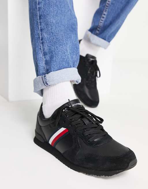 Tommy Hilfiger Sneakers iconiche da running nere in pelle ASOS