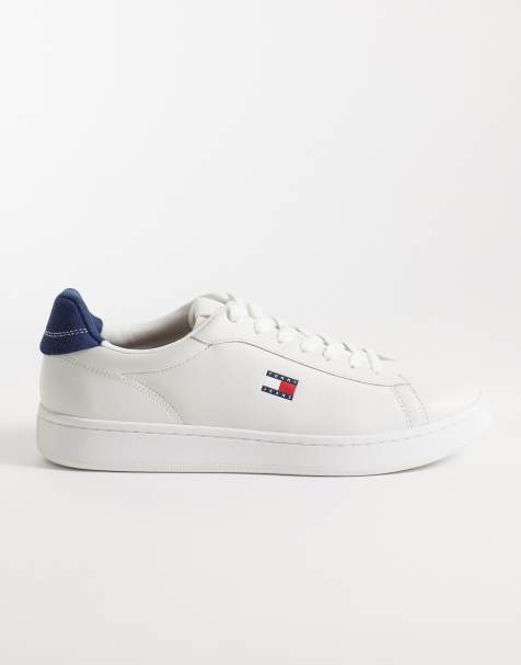 Tommy Hilfiger - Sneakers stile tennis in pelle bianche e blu navy - view 1