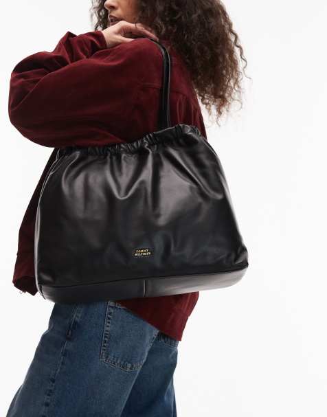 Tommy Hilfiger soft leather slouchy shoulder bag in black - view 1