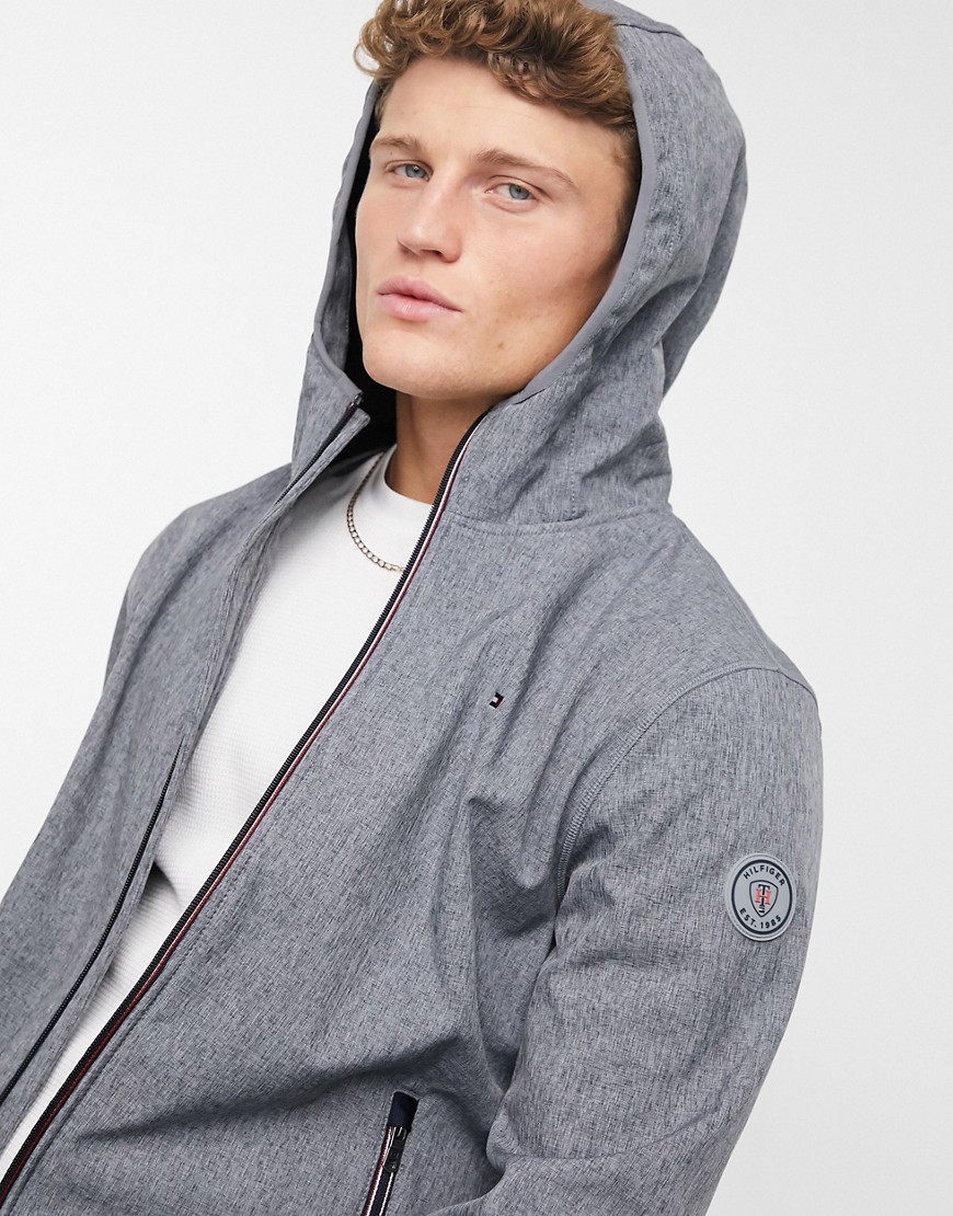 Tommy Hilfiger soft shell active hoodie open bottom-Grey