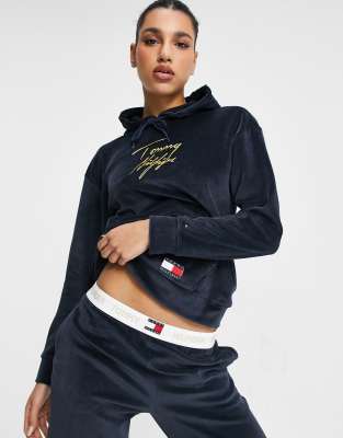 tommy hilfiger velour hoodie