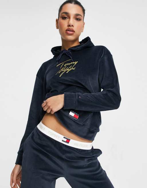 Tommy hilfiger shop velour hoodie